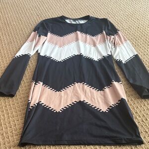Chevron Pattern Long Sleeve Dress